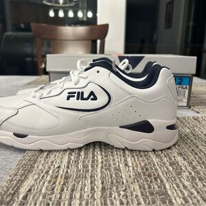 Fila White and Navy Athletic Shoes. Size 12. Two pair available.